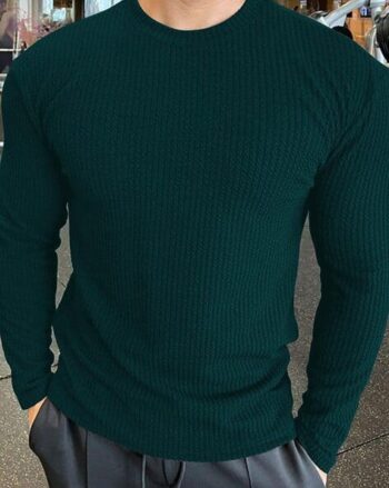 Men Ribbed Regular Fit Round-Neck T-Shirt