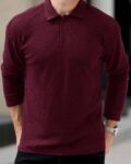 Men Regular Fit Polo T-Shirt with Full Sleeves