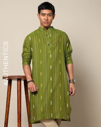South Cotton Dobby Long Kurta & Side Pocket