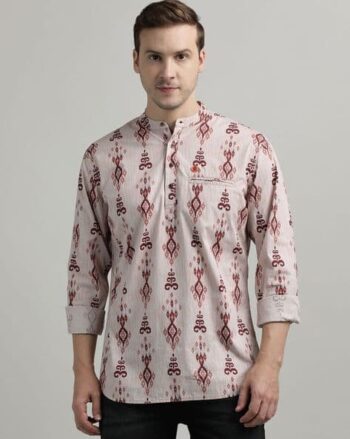 Men Printed Slim Fit Short Kurta