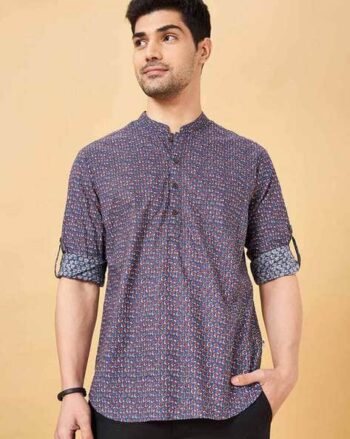 Men Cotton Regular Fit Short Kurta