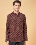 Men Floral Print Short Kurta