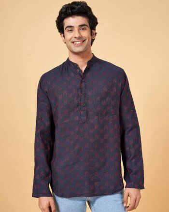 Men Cotton Regular Fit Short Kurta