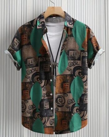 Men Regular Fit Shirt with Button-Down Collar