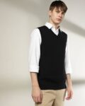 Men Regular Fit Zip-Front Pullover Sweater
