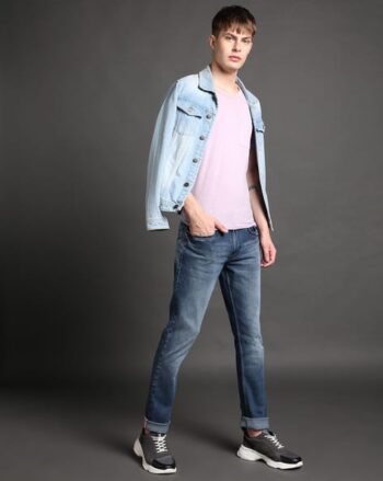Men Stone-Wash Slim Fit Jeans