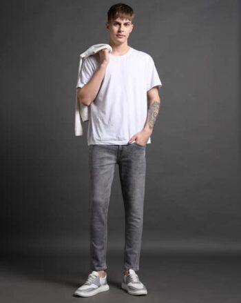 Men Heavy-Wash Skinny Fit Cropped Jeans