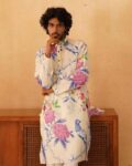 Men Floral Print Regular Fit Long Kurta
