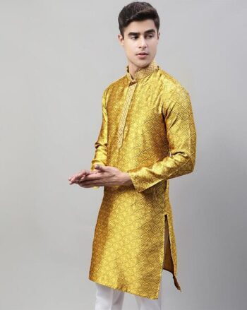 Embroidered Long Kurta with Mandarin Collar