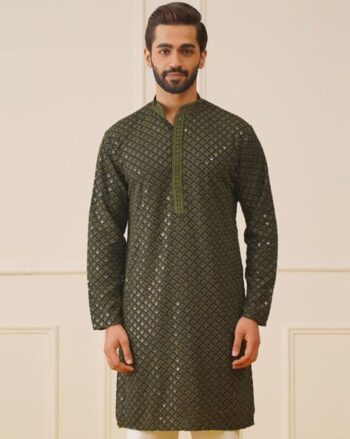 Men Embroidery Regular Fit Long Kurta