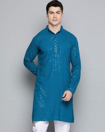 Embellished Mandarin-Collar Kurta