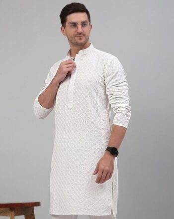 Men Embroidered Regular Fit Kurta