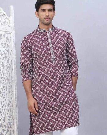 Men Printed Regular Fit Long Kurta