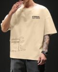 Men Typographic Print Oversized Fit Round-Neck T-Shirt