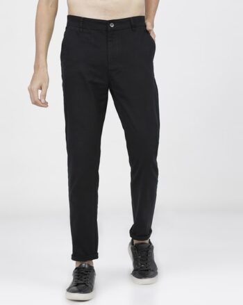 Men Tapered Fit Flat-Front Trousers