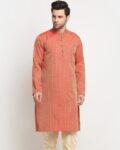 Men Regular Fit Long Kurta with Mandarin Collar