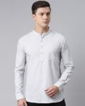 Men Regular Fit Short Kurta with Mandarin Collar