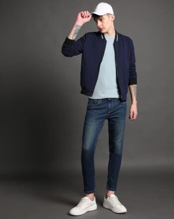 Men Artie Mid-Wash Cropped Slim Fit LC14 Jeans