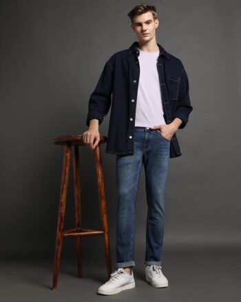 Men Light-Wash Slim Fit Jeans