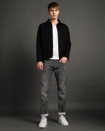 Men Lightly Washed Straight Fit Jeans