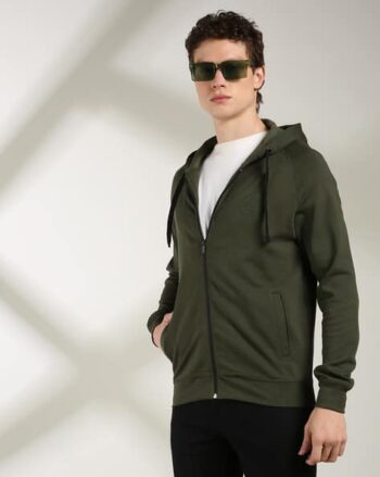 Men Regular Fit Zip-Front Hoodie