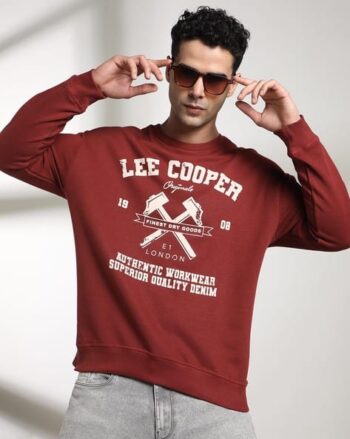 Men Logo Print Relaxed Fit Crew-Neck Sweatshirt
