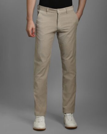 Men Ribbed Flat-Front Pants