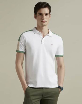 Slim Fit Polo T-Shirt with Contrast Panels