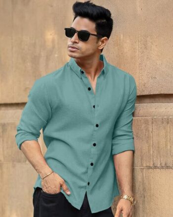 Men Regular Fit Spread Collar Denim Shirt