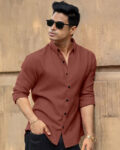 Checked Shirt with Spread Collar