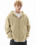 Men Oversized Fit Zipper Hoodie with Drawstrings