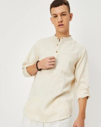 Regular Fit Cotton Short Kurta with Patch Pocket