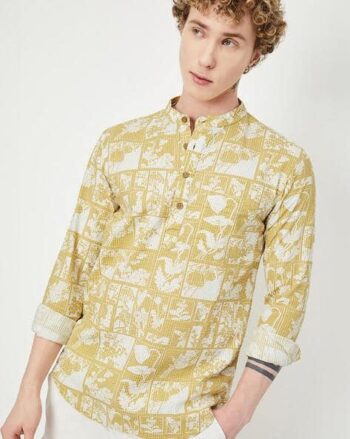 Men Printed Slim Fit Short Kurta