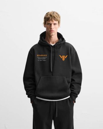 Men Typographic Print Regular Fit Hoodie with Kangaroo Pocket