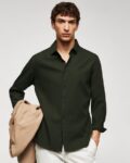 Men Slim Fit Crochet Shirt
