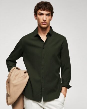Men Slim Fit Crochet Shirt