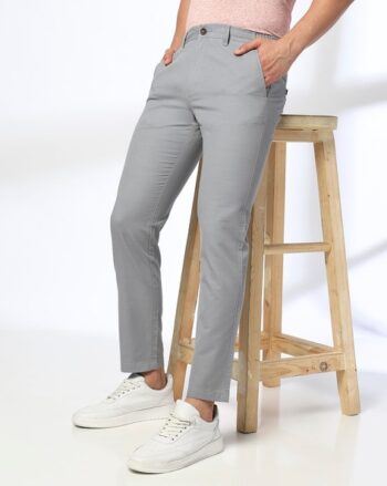 Men Solid Slim Fit Mid-Rise Woven Pants