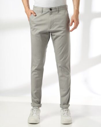 Men Tapered Fit Flat-Front Chinos