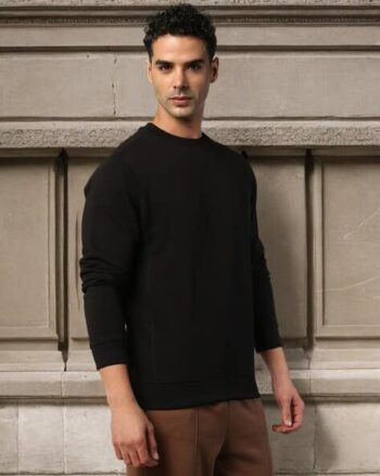 Round-Neck Sweatshirt with Tonal Flocked Logo