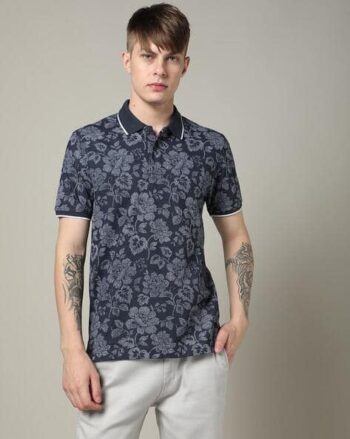Men Floral Print Slim Fit Polo T-Shirt