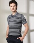 Men Striped Slim Fit Polo T-Shirt