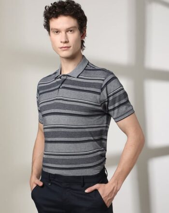 Men Striped Slim Fit Polo T-Shirt
