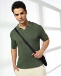 Men Knitted Slim Fit Polo T-Shirt