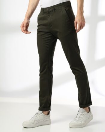 Men Slim Fit Flat-Front Trousers
