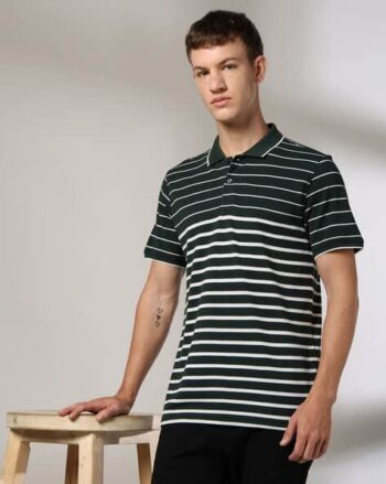 Men Striped Slim Fit Polo T-Shirt