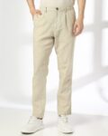 Men Pull-On Knit Cropped Fit Flat-Front Chinos