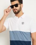 Regular Fit Colourblock Polo T-Shirt with Ribbed Hem