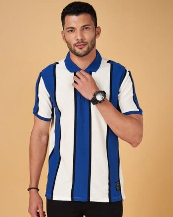 Men Striped Slim Fit Polo T-Shirt