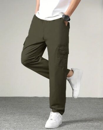 Men Corduroy Flat-Front Regular Fit Trousers