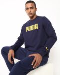 Men Crew-Neck Logo Print Fleece Sweatshirt